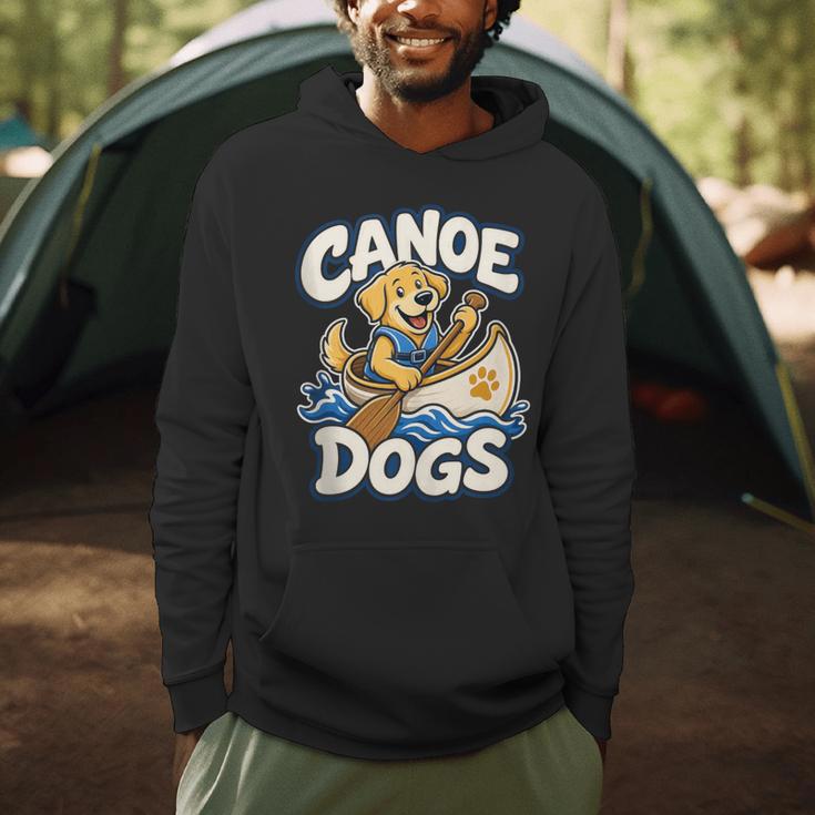 Canoe Dogs Golden Retriever Paddling Graphic Men Hoodie