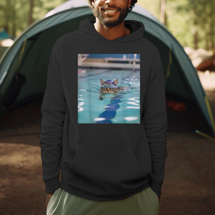 Competitive Swim Team Funny Kitty Cat Swimming Men Hoodie Competitive Swim Team Funny Kitty Cat Swimming Men Hoodie
