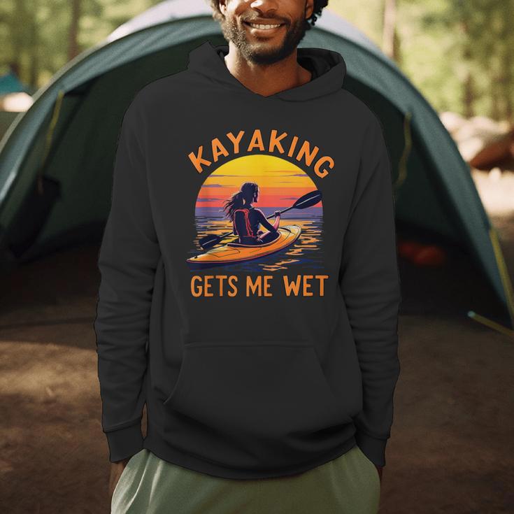 Kayaking Gets Me Wet Kayak Paddling Canoe Adult Joke Sleeveless Men Hoodie