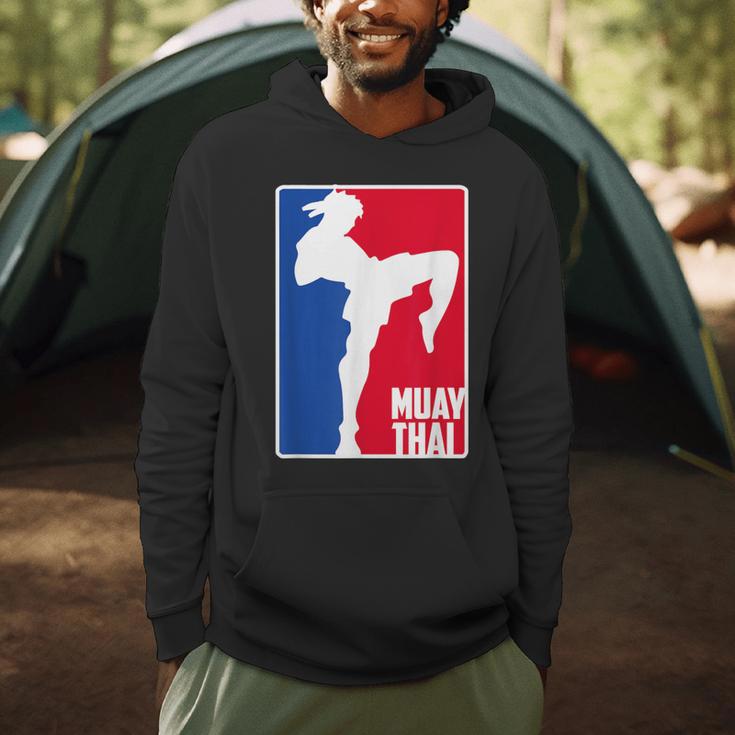 Muay Thai Fighter Retro Kickboxing Training MMA Men Hoodie