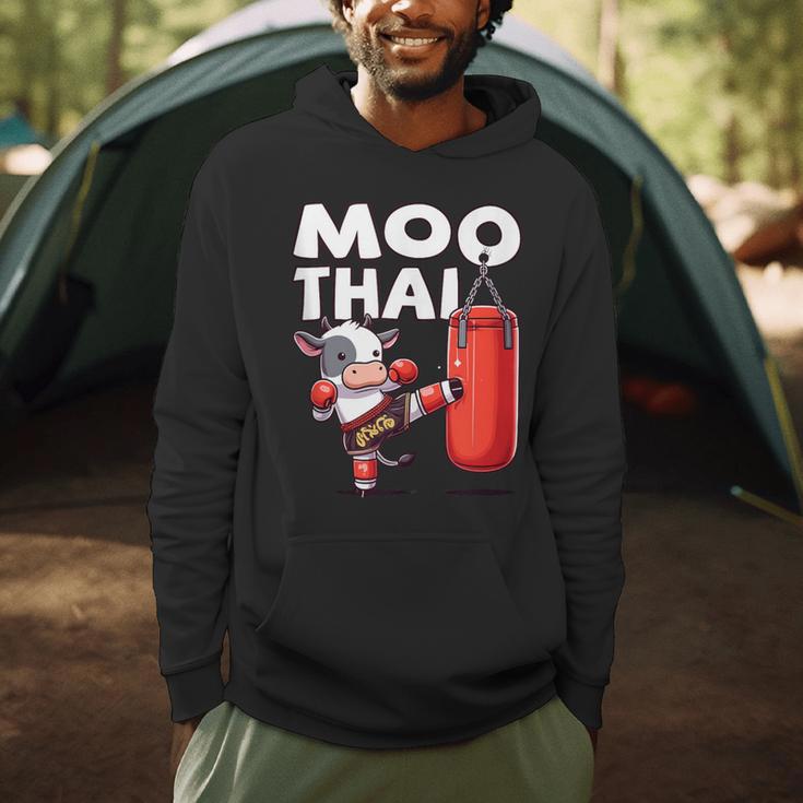 Muay Thai Moo Thai Thai Boxing For Youth Muay Thai Cow Men Hoodie