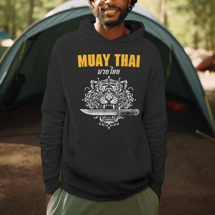 Muay Thai Sak Yant MMA Tattoo Tiger Lion Knife Martial Art Men Hoodie