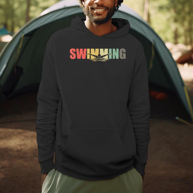 Retro Swimming Vintage Swimming Swimmer Men Hoodie