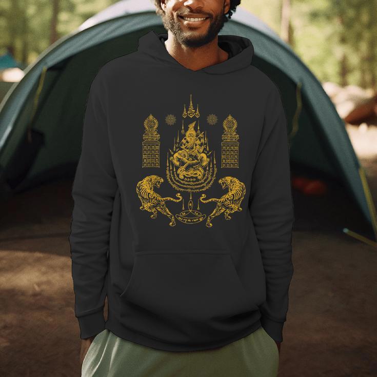 Sawadee Thai Traditional Sak Yant Thai Twin Tigers Muay Thai Men Hoodie