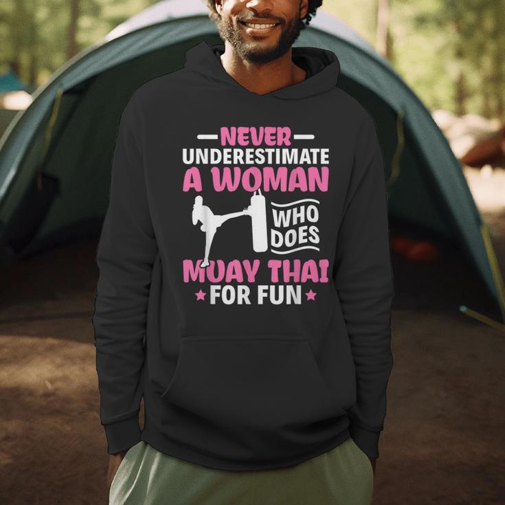 Never Underestimate A Woman Thai Boxing Muay Thai Fighter Men Hoodie