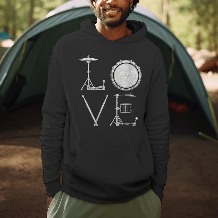 Women's Drum Kit Love Illustration For Music Enthusiasts Men Hoodie Women's Drum Kit Love Illustration For Music Enthusiasts Men Hoodie