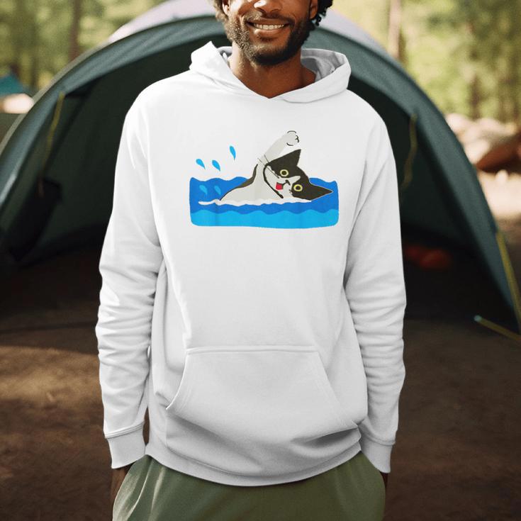 Cat Swimming Pool Men Hoodie
