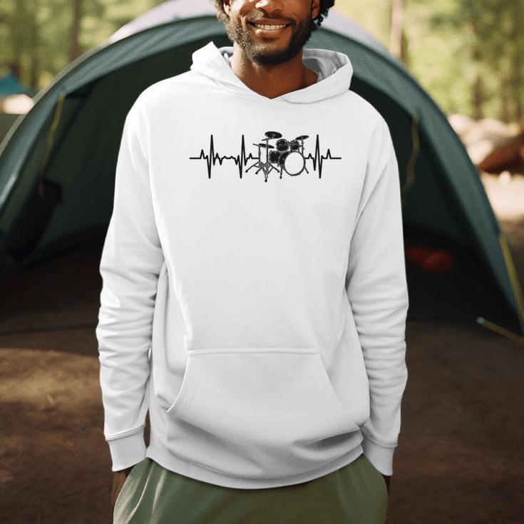 Drum Kit Pulse Line Rock Artist Drum Set Men Hoodie Drum Kit Pulse Line Rock Artist Drum Set Men Hoodie