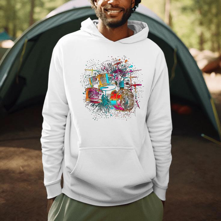 Drums Pop Art Drummer Drum Kit Men Hoodie Drums Pop Art Drummer Drum Kit Men Hoodie