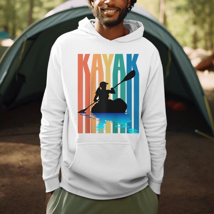 Kayaking Kayak Retro Art Canoe Raglan Baseball Tee Men Hoodie