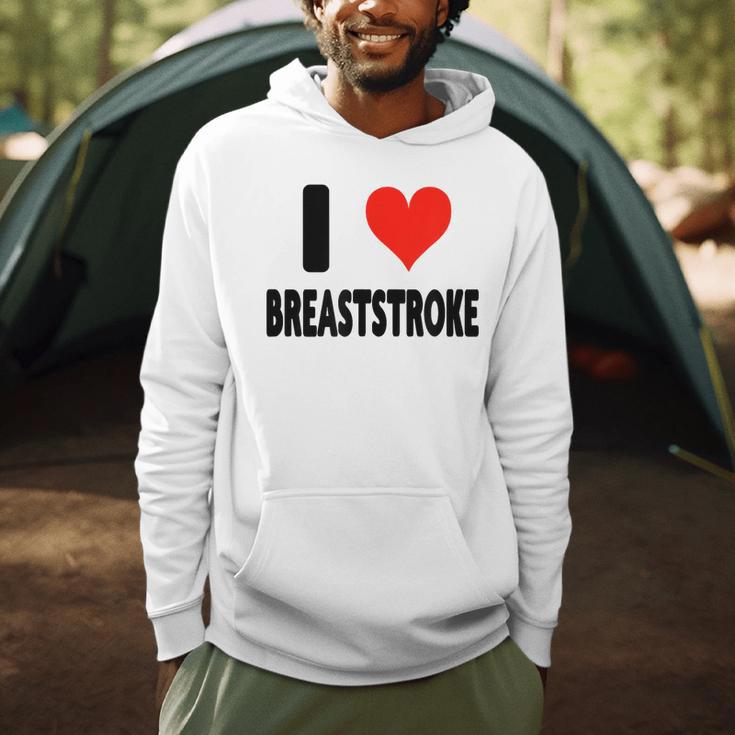 I Love Breaststroke Heart Swim Swimmer Pool Swimming Men Hoodie
