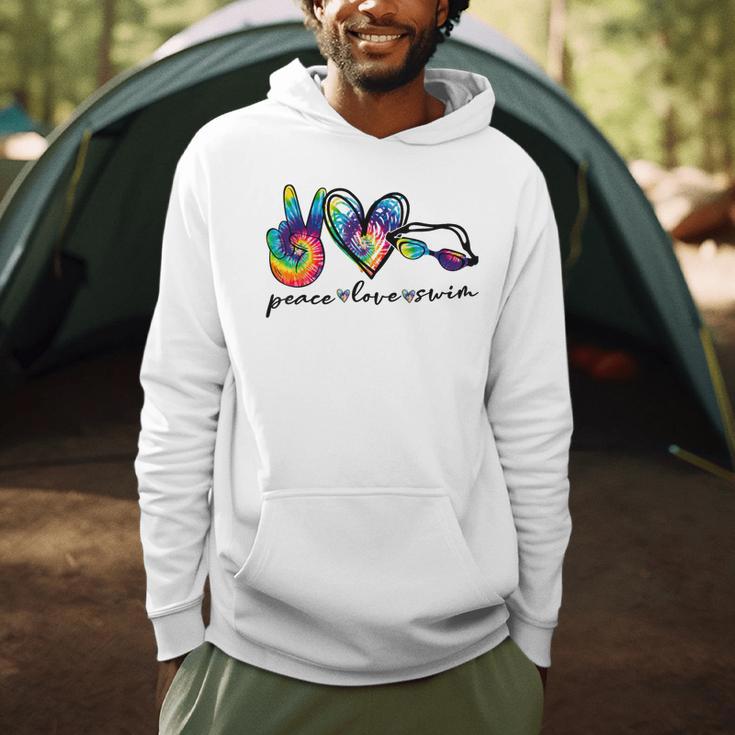 Peace Love Swim Tie Dye Swimmer Swimming Summer Trip Men Hoodie