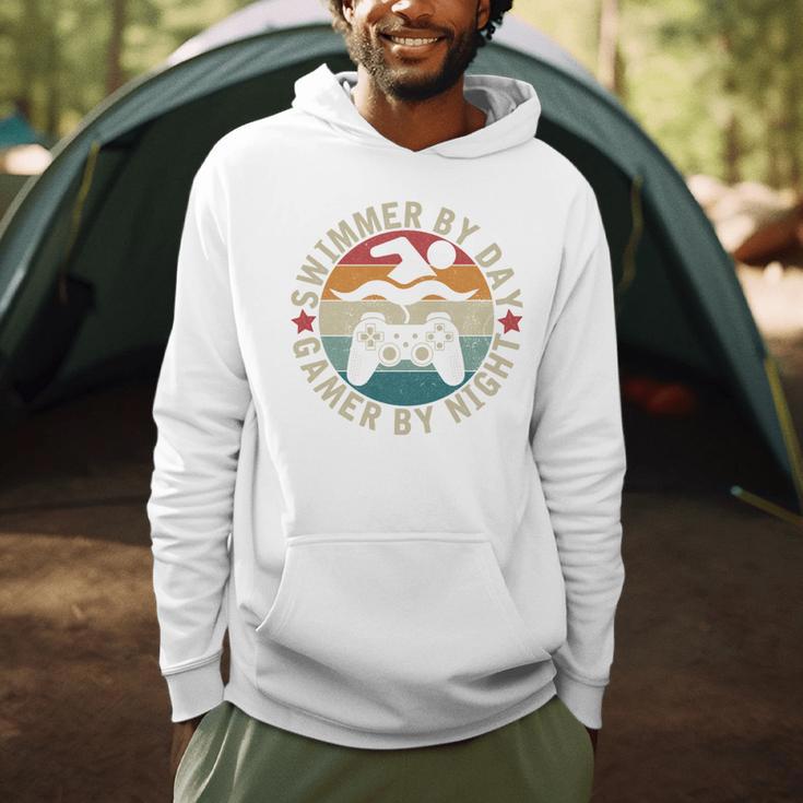 Swimmer By Day Gamer By Night Swimming Swim Gaming Men Hoodie