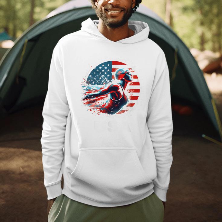 Swimming United States Apparel American Flag Swimming Men Hoodie