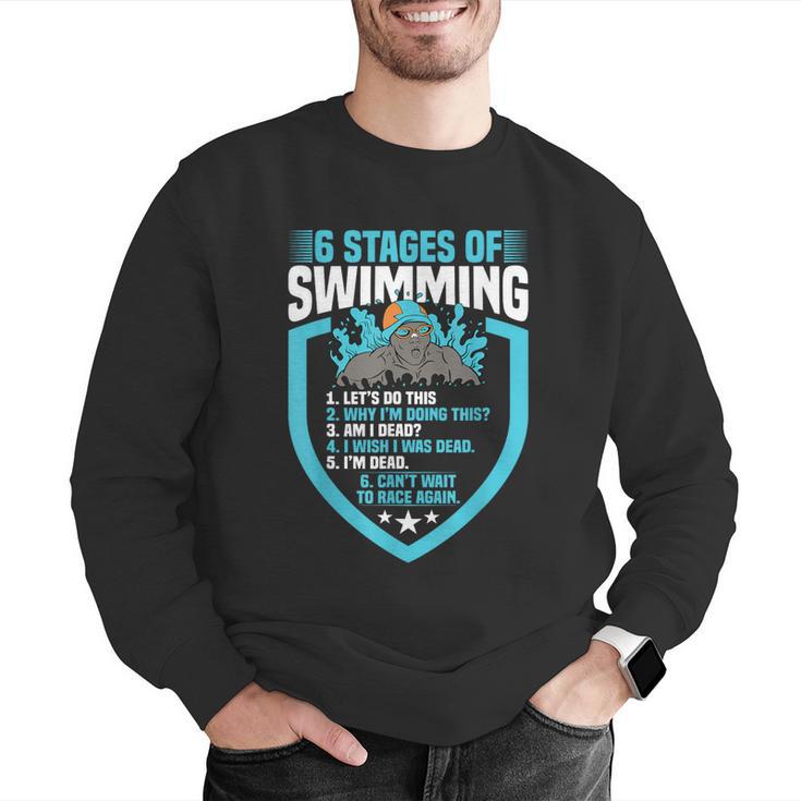 6 Stages Of Swimming Joke Sports Athlete Pool Swimmer Men Graphic Sweatshirt 6 Stages Of Swimming Joke Sports Athlete Pool Swimmer Men Graphic Sweatshirt