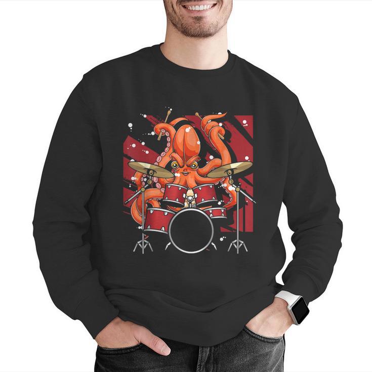 Animal Octopus Musician Drum Kit Octopus Drummer Men Graphic Sweatshirt