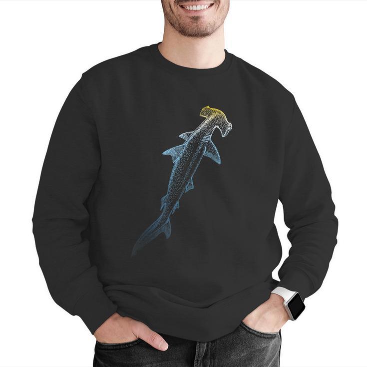 Beautiful Colors Swimming Hammerhead Shark Lovers Men Graphic Sweatshirt