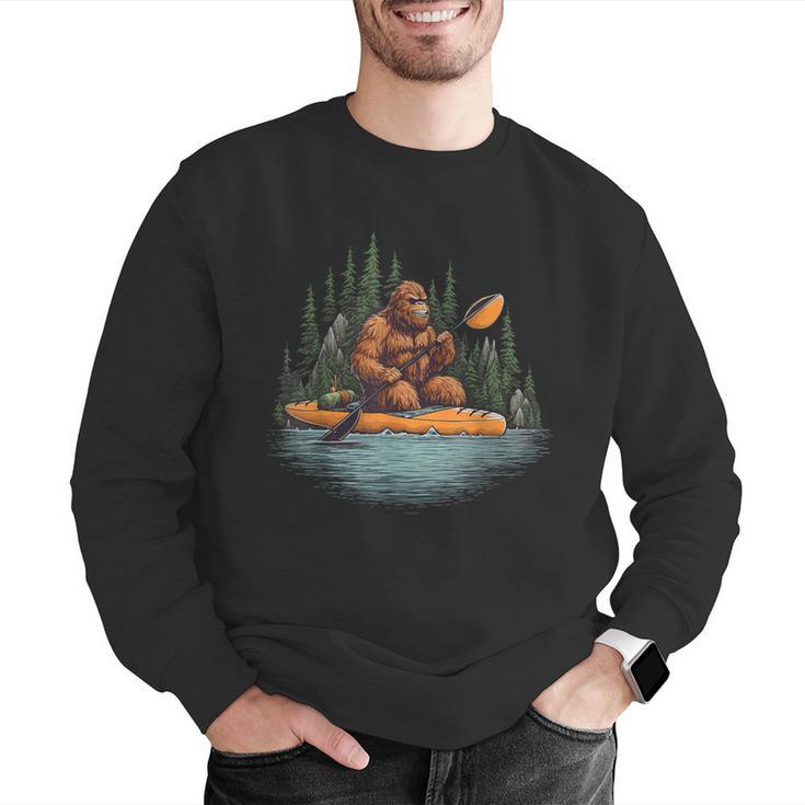 Bigfoot Kayak Paddling Lake Canoe Bigfoot Sasquatch Kayaking Men Graphic Sweatshirt