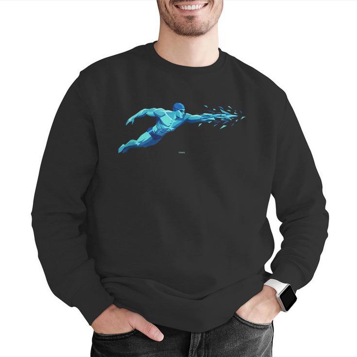 Blue Water Swimming In Freestyle Stroke Men Graphic Sweatshirt Blue Water Swimming In Freestyle Stroke Men Graphic Sweatshirt