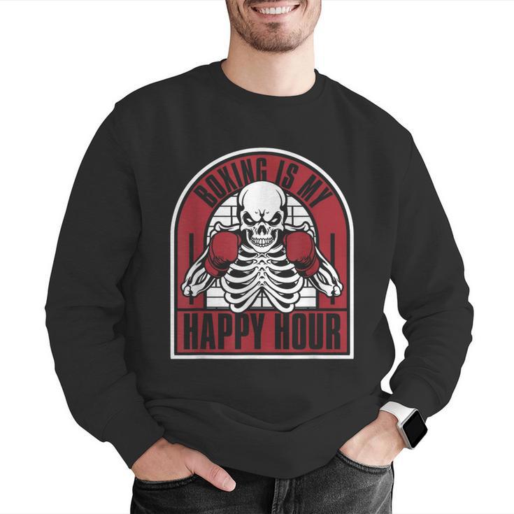Boxing Is My Happy Hour Muay Thai Kickboxer Fan Boxing Men Graphic Sweatshirt