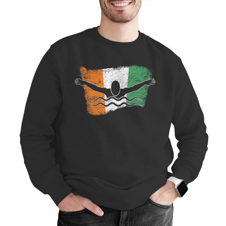 Cool Ireland Flag Vintage Irish Flag Swimmer Fly Swimming Men Graphic Sweatshirt Cool Ireland Flag Vintage Irish Flag Swimmer Fly Swimming Men Graphic Sweatshirt