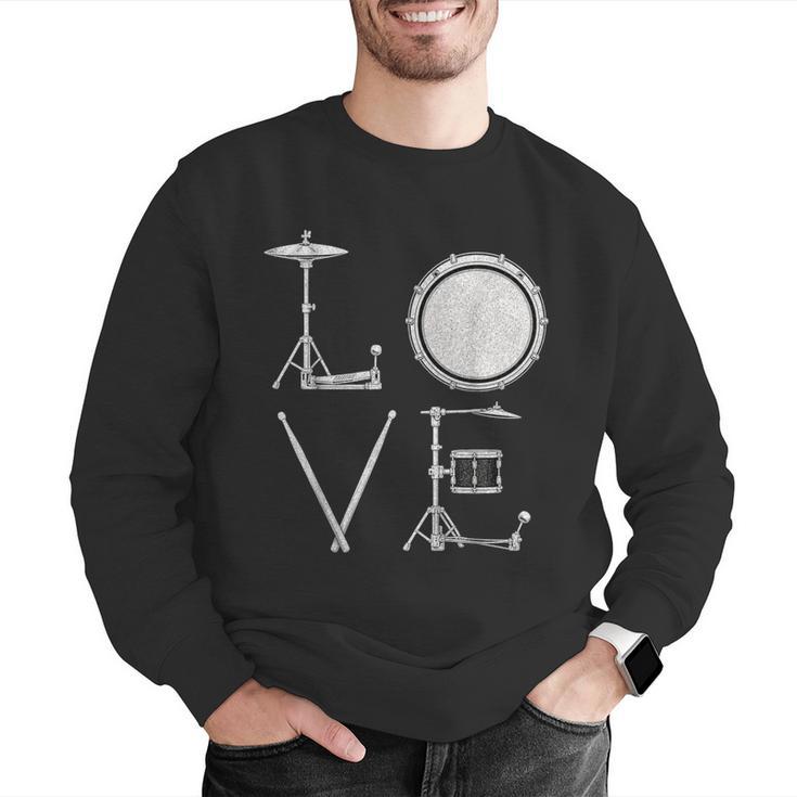 Drum Kit Love Illustration For Music Enthusiasts Men Graphic Sweatshirt Drum Kit Love Illustration For Music Enthusiasts Men Graphic Sweatshirt