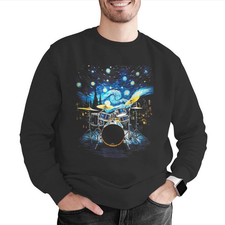 Drum Kit Percussionist Drummer Van Gogh Drums Men Graphic Sweatshirt