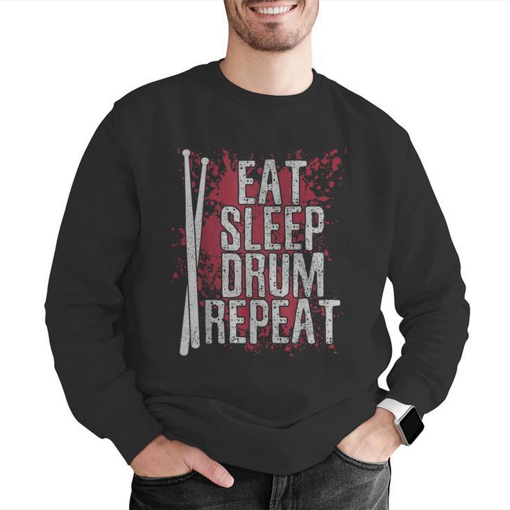 Drummer Eat Sleep Drum Repeat Drum Kit Musician Men Graphic Sweatshirt