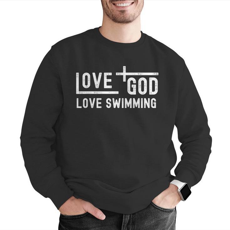 Love God Love Swimming Swim With Jesus For Christian Athlete Men Graphic Sweatshirt Love God Love Swimming Swim With Jesus For Christian Athlete Men Graphic Sweatshirt