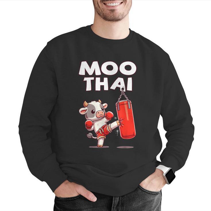 Moo Thai Muay Thai Cow Thai Boxing For Kids Muay Thai Men Graphic Sweatshirt