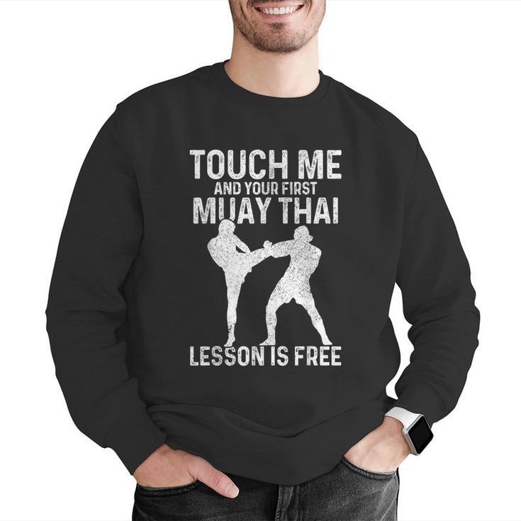 Muay Thai Boxing Kickboxing Your First Lesson Is Free Men Graphic Sweatshirt