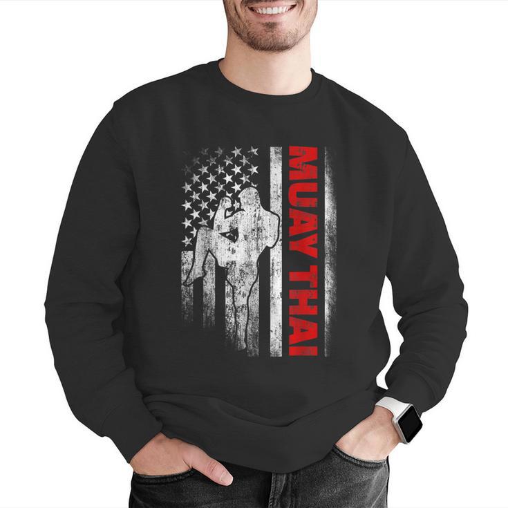 Muay Thai Boxing US American Flag Men Graphic Sweatshirt Muay Thai Boxing US American Flag Men Graphic Sweatshirt