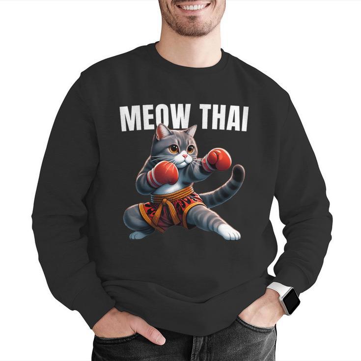 Muay Thai Cat Meow Thai Boxing Martial Art Kids Men Graphic Sweatshirt Muay Thai Cat Meow Thai Boxing Martial Art Kids Men Graphic Sweatshirt