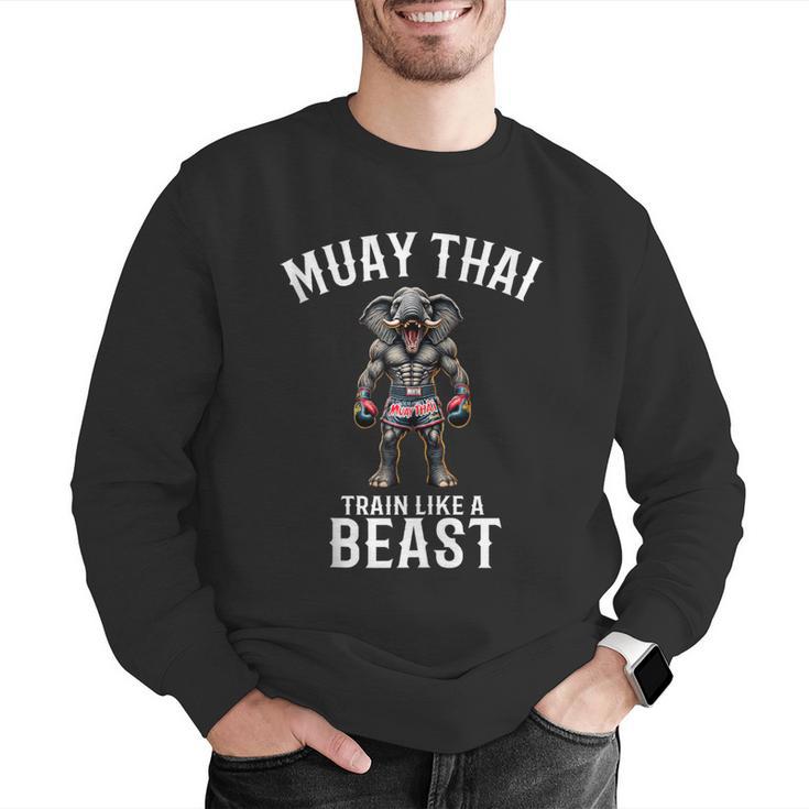Muay Thai Elephant Kickboxing And Elephant Thai Men Graphic Sweatshirt