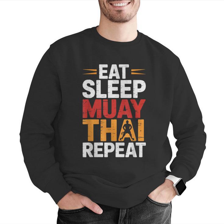 Muay Thai Fighter Eat Sleep Repeat Lifestyle Training Men Graphic Sweatshirt Muay Thai Fighter Eat Sleep Repeat Lifestyle Training Men Graphic Sweatshirt