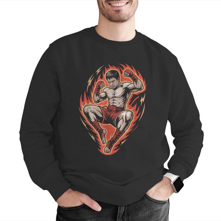 Muay Thai Fighter Teep Push Kick Minimal Line Art Clean Men Graphic Sweatshirt Muay Thai Fighter Teep Push Kick Minimal Line Art Clean Men Graphic Sweatshirt