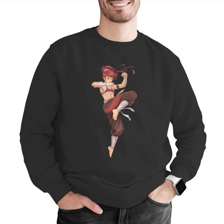 Muay Thai Girl Anime Japan Thaiboxer Kickboxing Muay Thai Men Graphic Sweatshirt