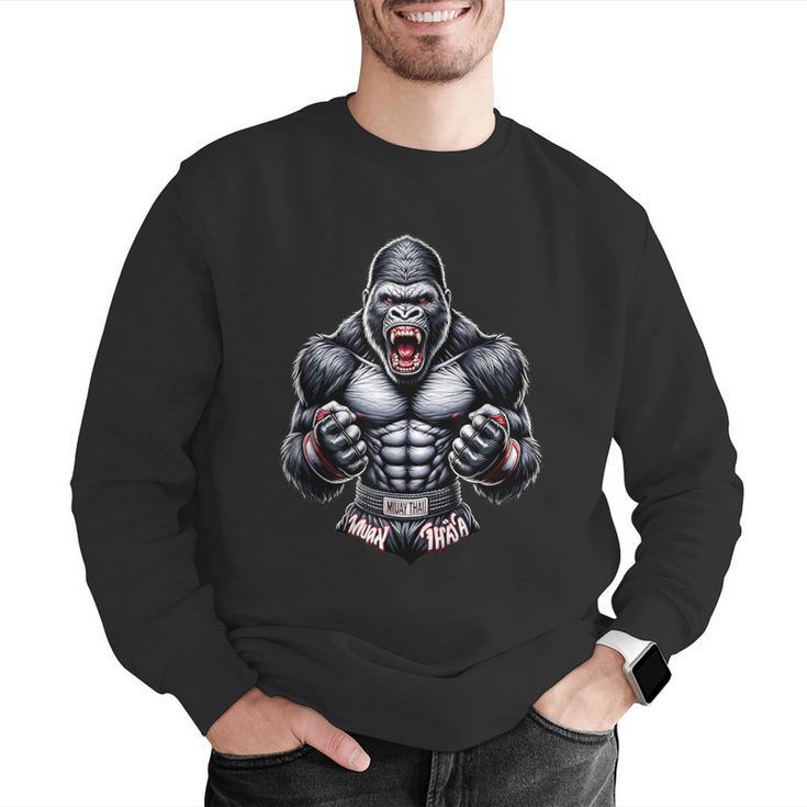 Muay Thai Gorilla Thai Boxing And Fighting Men Graphic Sweatshirt Muay Thai Gorilla Thai Boxing And Fighting Men Graphic Sweatshirt