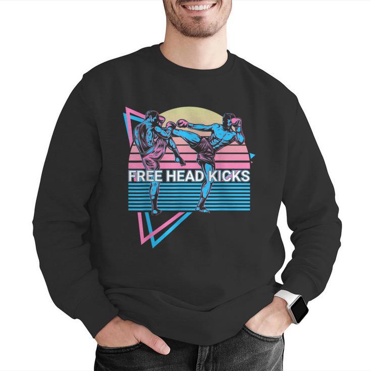 Muay Thai Kickboxing Retro Free Head Kicks Men Graphic Sweatshirt Muay Thai Kickboxing Retro Free Head Kicks Men Graphic Sweatshirt