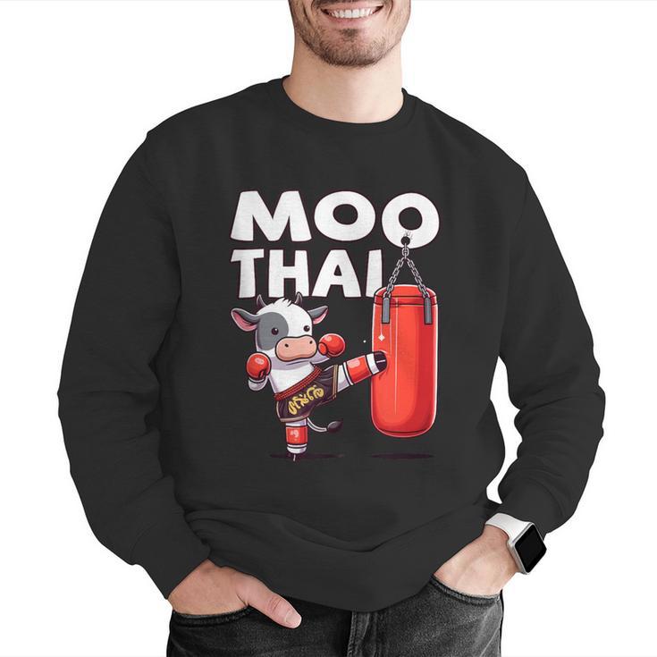 Muay Thai Moo Thai Thai Boxing For Youth Muay Thai Cow Men Graphic Sweatshirt