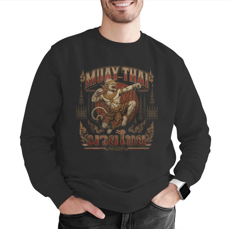 Muay Thai Power Vintage Thai Boxing Warrior Fighter Monkey Men Graphic Sweatshirt Muay Thai Power Vintage Thai Boxing Warrior Fighter Monkey Men Graphic Sweatshirt