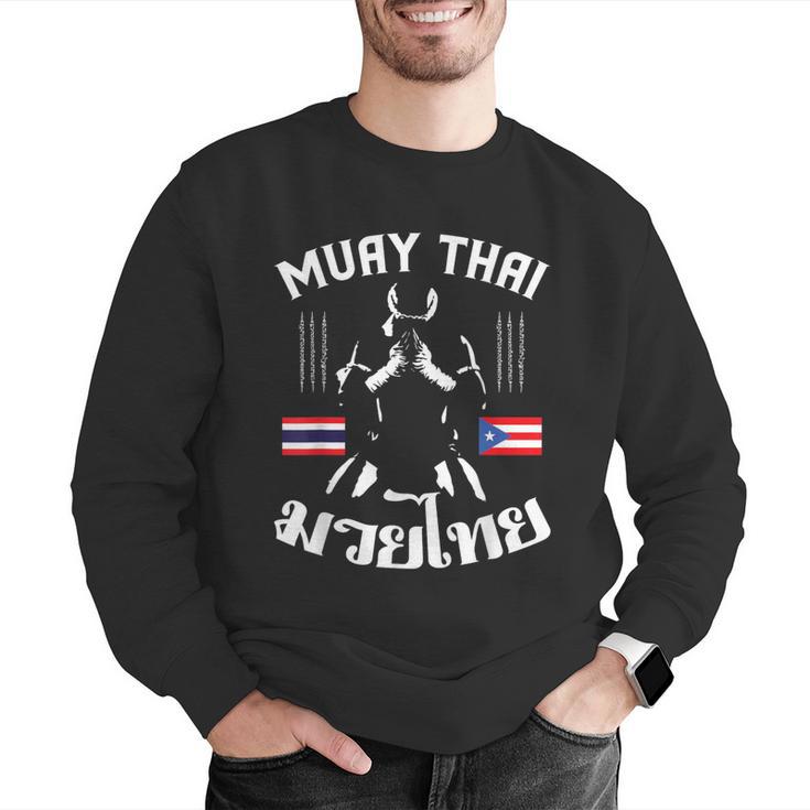 Muay Thai Puerto Rico Flag Martial Arts Thai Boxing Coach Men Graphic Sweatshirt