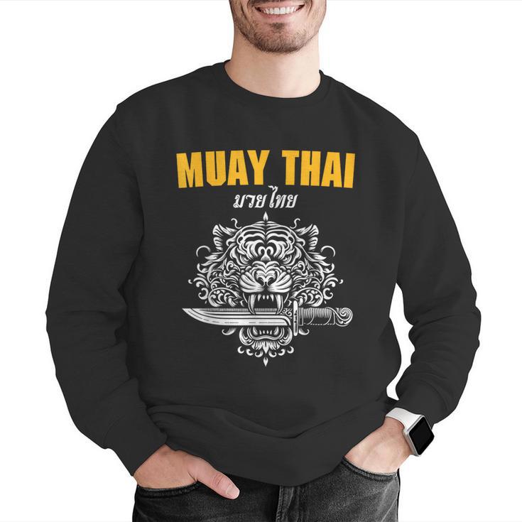 Muay Thai Sak Yant MMA Tattoo Tiger Lion Knife Martial Art Men Graphic Sweatshirt