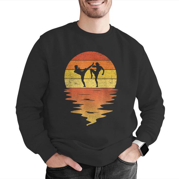 Muay Thai Shirt Retro Sunset 70s Vintage Muay Thai Men Graphic Sweatshirt