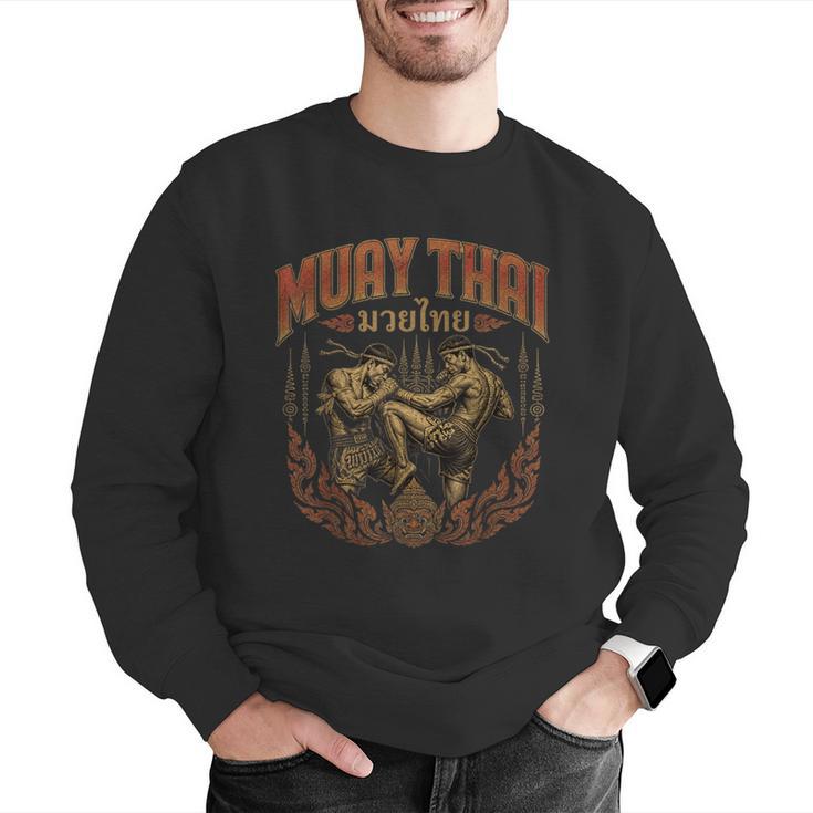Muay Thai Vintage Thai Boxing Warrior Art Of 8 Limbs Men Graphic Sweatshirt