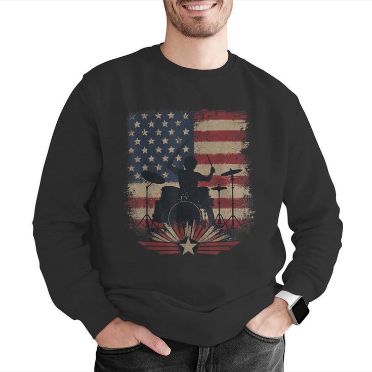 Patriotic Drum Kit Silhouette American Flag Men Graphic Sweatshirt Patriotic Drum Kit Silhouette American Flag Men Graphic Sweatshirt