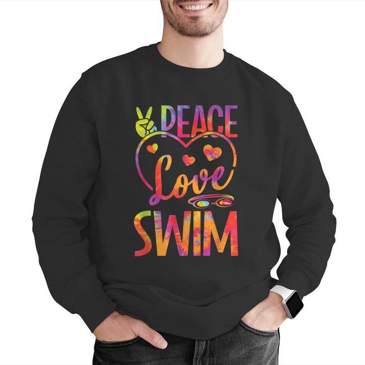 Peace Love Swim Swimming Tie Dye Swimmer Swimming Swim Team Men Graphic Sweatshirt