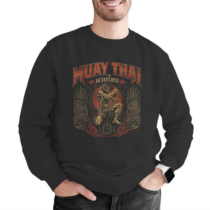 Retro Muay Thai Discipline Thai Boxing Warrior Art Men Graphic Sweatshirt