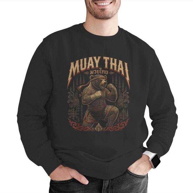 Retro Nak Muay Muay Thai Fighter Thai Boxing Gym Bear Men Graphic Sweatshirt Retro Nak Muay Muay Thai Fighter Thai Boxing Gym Bear Men Graphic Sweatshirt
