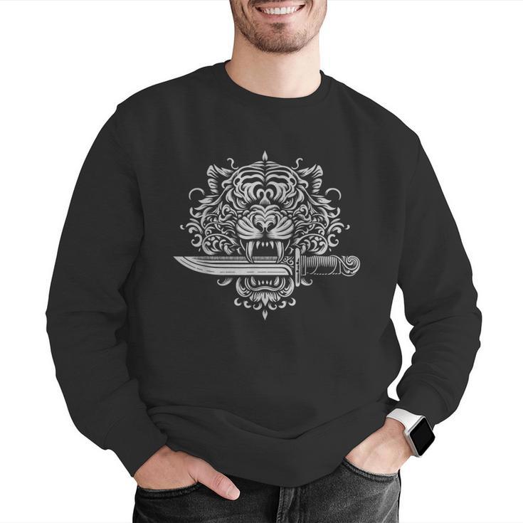 Sak Yant Muay Thai MMA Tattoo Tiger Head Knife Martial Art Men Graphic Sweatshirt Sak Yant Muay Thai MMA Tattoo Tiger Head Knife Martial Art Men Graphic Sweatshirt